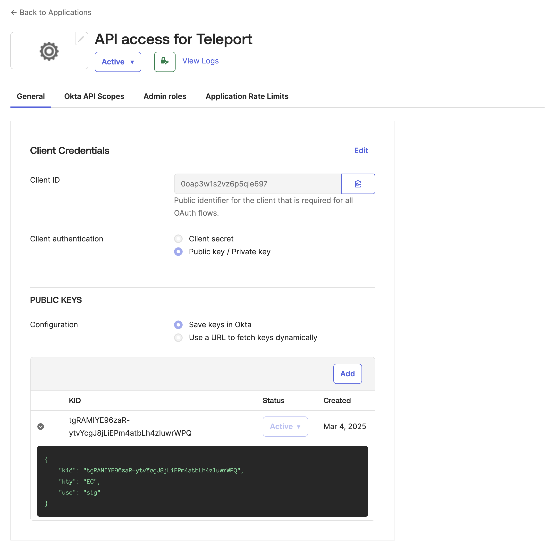 Okta API app - private cluster pub key #3